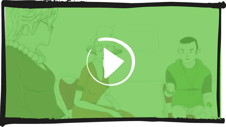 personnages illustratifs cadre vidéo